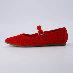 Cushionaire Women's Sonnet Mary Jane Knit Flat