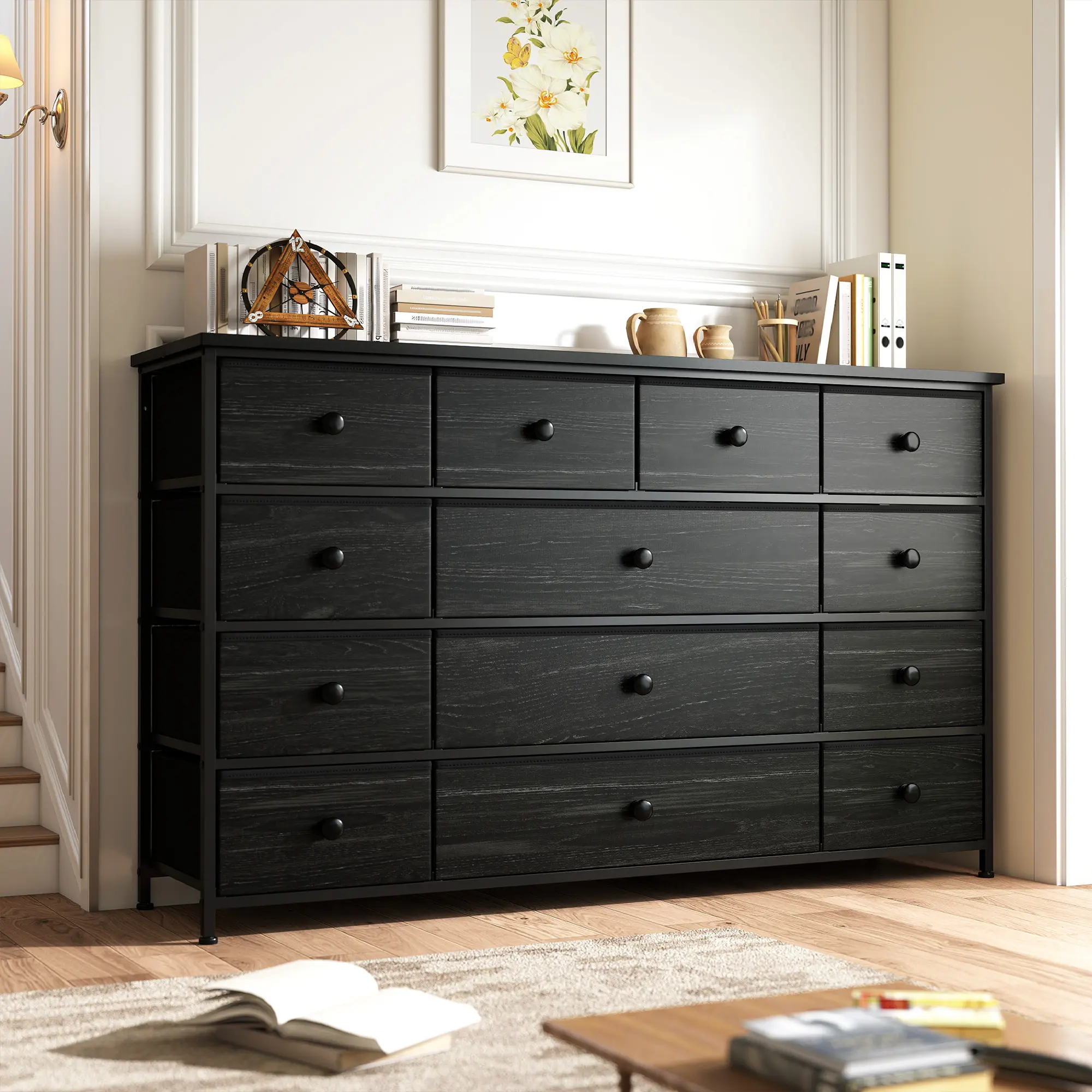 Raybee Furniture Cute Dresser, with 13 Storage Drawer, metal wood frame, Dressers & Chests of Drawers for TV, High space utilization,for Bedroom, Closet, Entryway, Tv Cabinet Storage, Sideboard With Storage