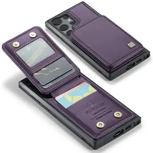 Magnetic Flip Card Holder Protective Phone Case Cover for Samsung Galaxy S26 S25/s24/s23/s22/s21 Ultra, Car Mount, RFID Blocking, Standable Design