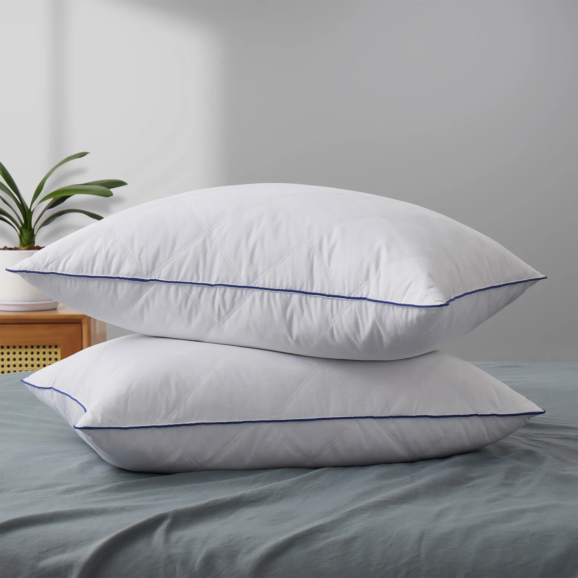 PEACE NEST 100% Goose Feather Pillows for Comfortable Sleep with Soft and Durable Fillings