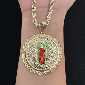 Medella Virgen y San Judas Necklace 14k Gold Plated