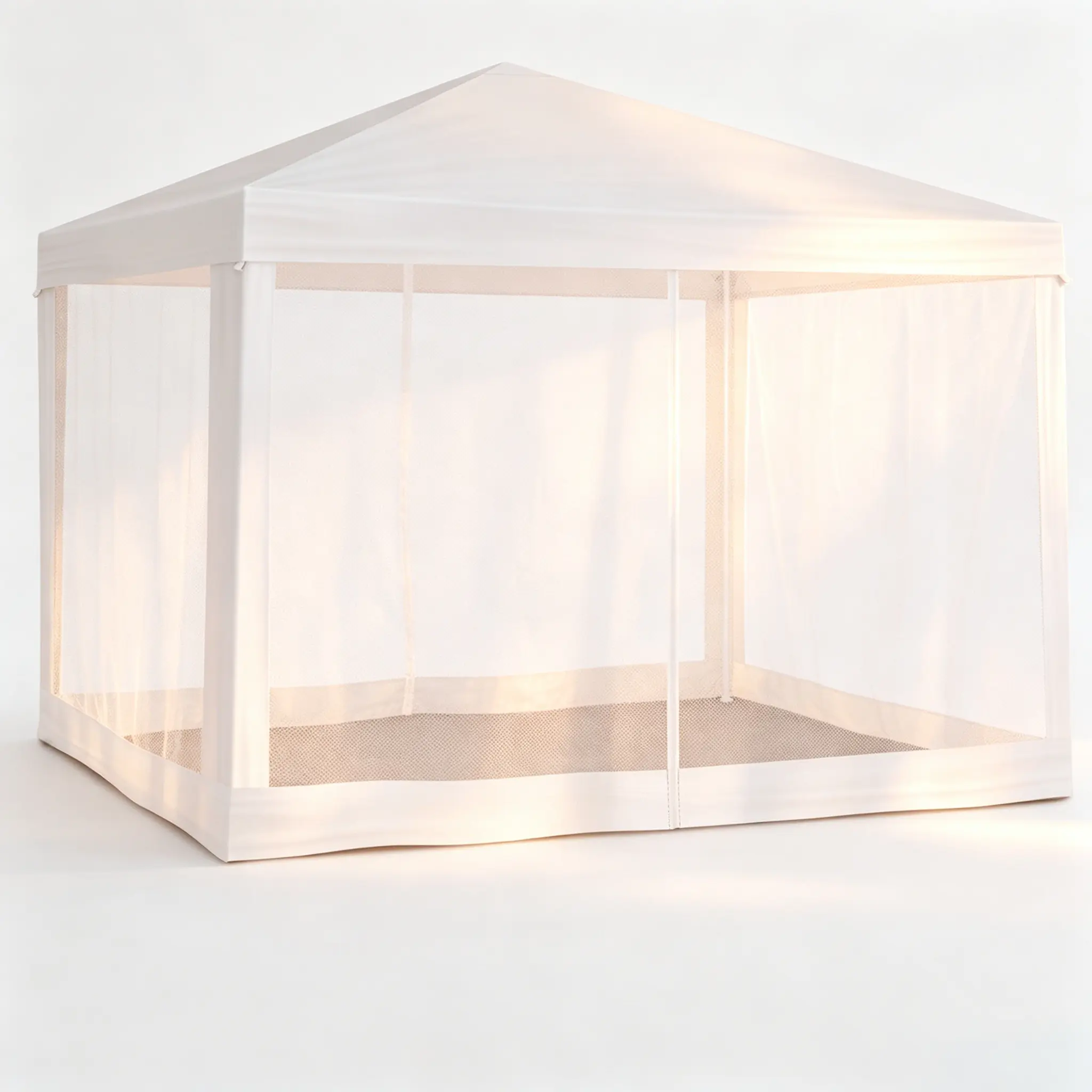 10x10ft Pop-Up Canopy Tent with Mosquito Netting, Sturdy Iron Frame and Waterproof PE Roof, Lightweight Easy Setup Shelter with 4 Mesh Panels for Backyard & Camping, Lightweight Canopy, Sun Protection, Foldable, Backyard Chill Sessions, Spray-Painted, Hik