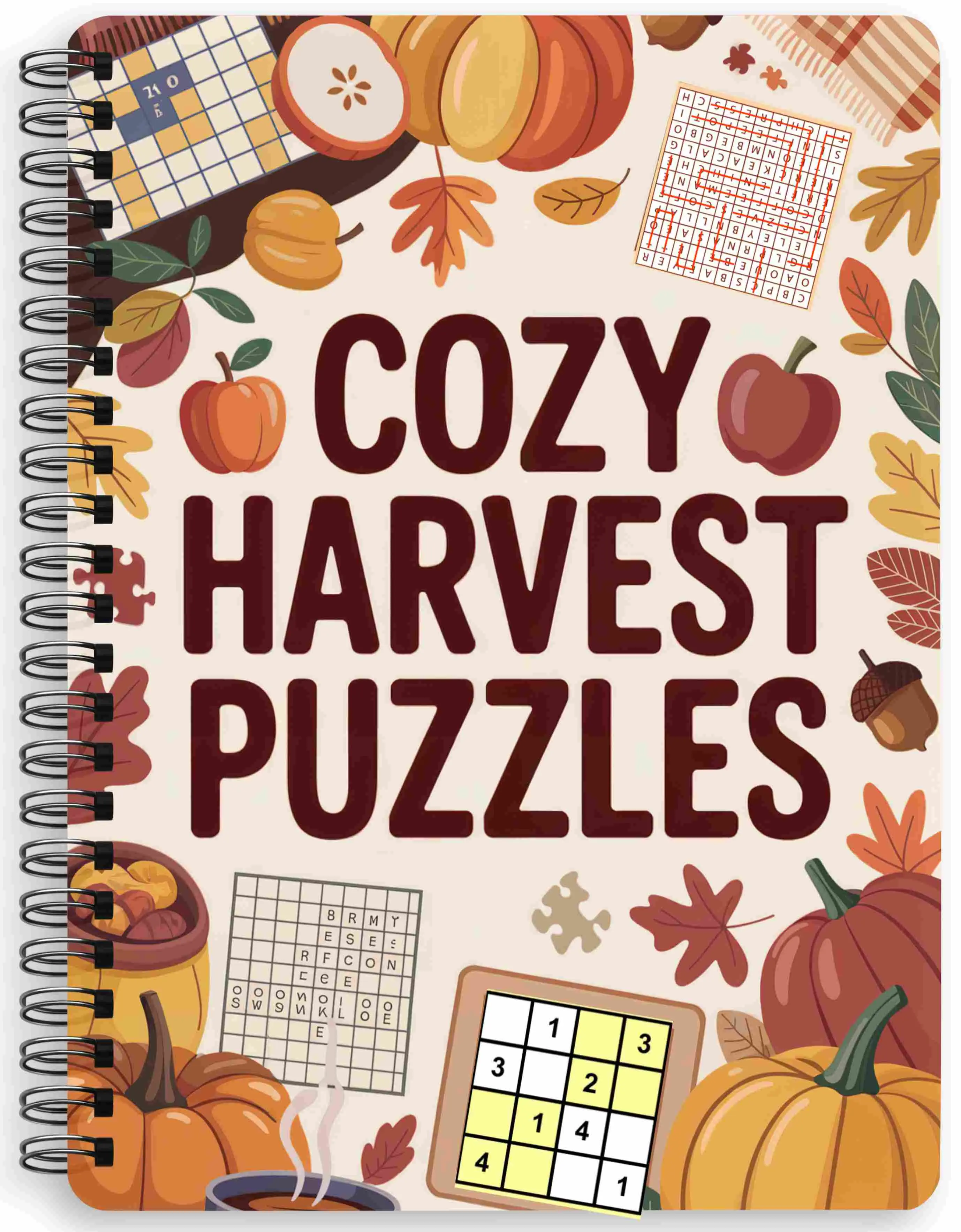 Cozy Harvest Puzzles Book - Fall-Themed Word Search Sudoku Crosswords for Seniors - Large Print Easy Reading - Over 100 Pages of Relaxing Puzzles - Perfect Gift for Puzzle Lovers