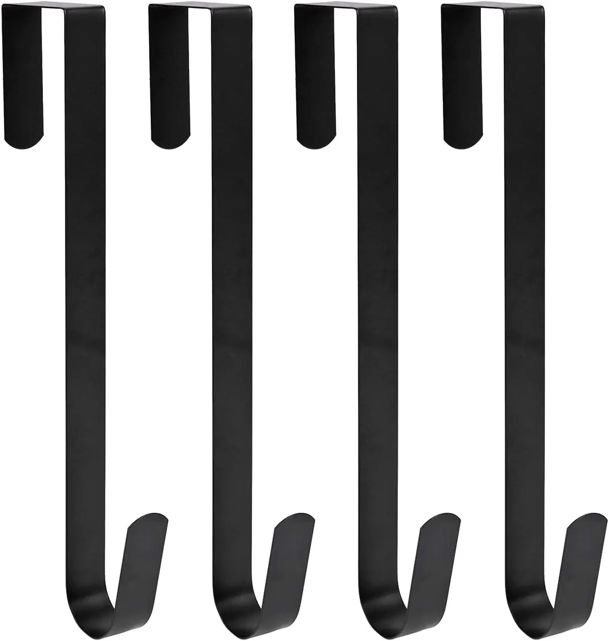 15" Wreath Hanger for Front Door,Sturdy Steel Wreath Door Hanger,Over The Door Hanger Hook (Black,4)