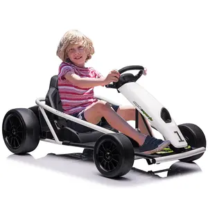 24V White Kids Riding Kart with Dual 300W Motors, 8Mph Speed, Roomy Seats, Music Speakers & Safety Features for Ages 8-12, Ride-On Tricycle