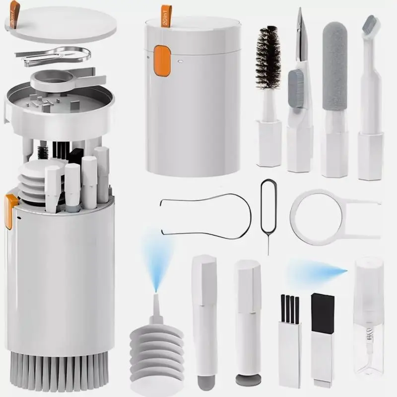 20-In-1 Multi-Functional Electronic Cleaning Kit, Electronic Gadgets, Keyboard Screen Earphone Cleaner Set, Suitable for Computer Tablet Camera Screen Lens Cleanup, Laptop Cleaner