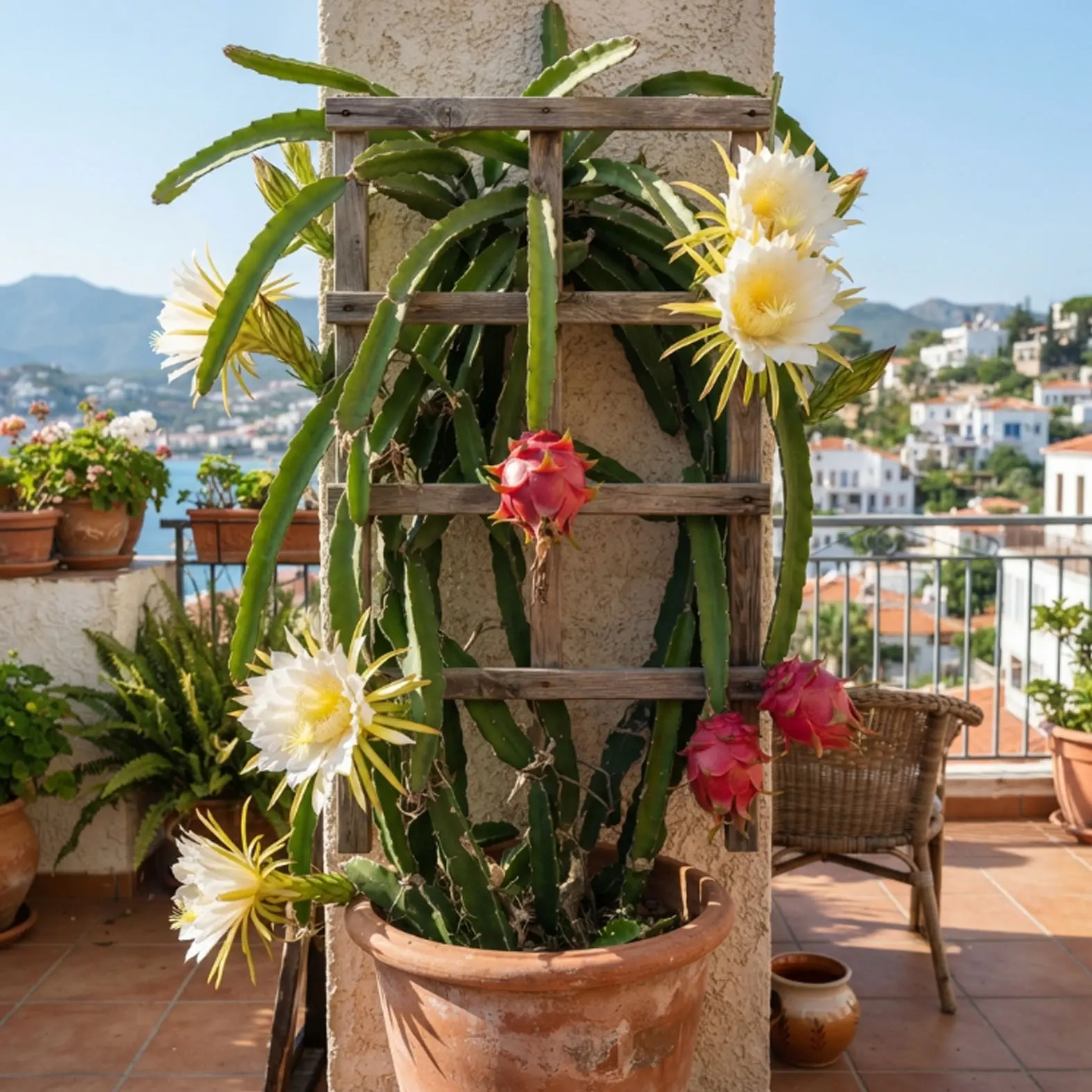 Dragon Fruit Cactus Cutting - Full Sun, Outdoor, Self-Pollinating, Fruit-Bearing Pitaya Succulent Cutting for Backyard & Balcony Potting