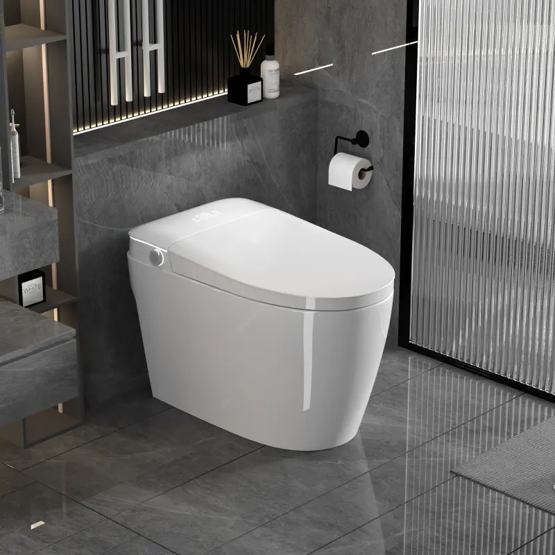 Intelligent Bidet Toilet - Home Improvement Bathroom Fixture with Heated Seat, Auto Open-Close, Warm Spray, Dryer, LED Light, Portable Design, Bidet Toilet Seat One-Piece Toilets
