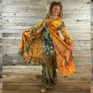 Boho Hippie Patchwork Long Duster - Casual Women's Accessory for Versatile Styling - Womenswear