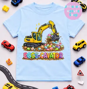 YOUTH & ADULT Eggs-Cavator Excavator Easter shirt, Easter Monster Truck shirt, toddler boy clothing, boys clothing