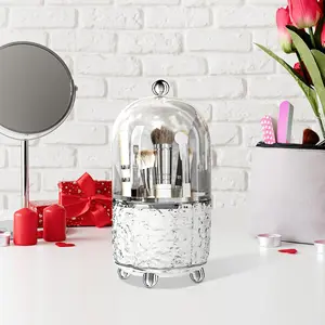 Large Capacity Rotating Dustproof Makeup Brush Organizer Paper Storage Box for Bathroom Vanity