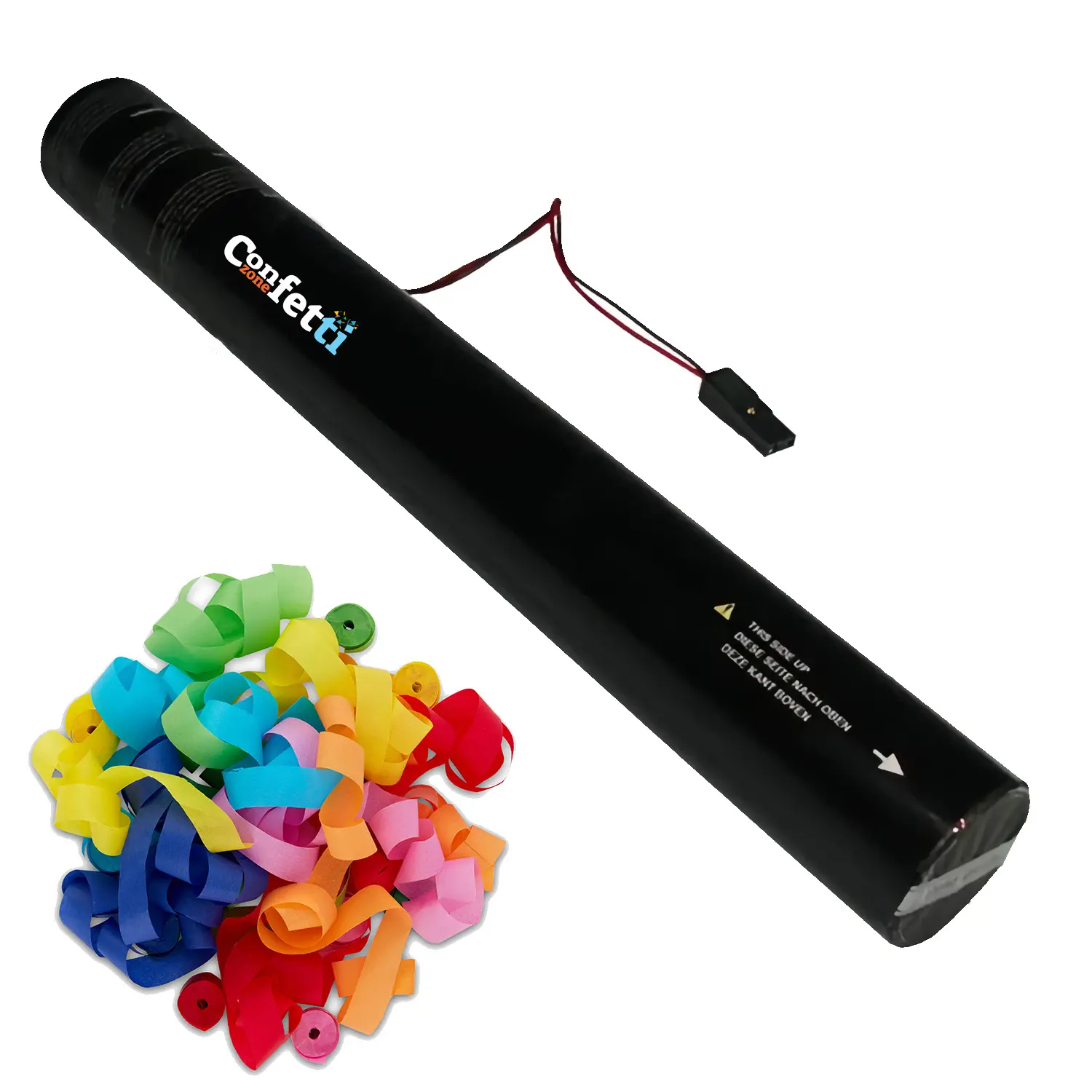 16-in Electric Streamer Cannon - Single, Prefilled with Colorful Tissue Paper, Confetti Sprays for Celebrate Ceremony, Small Festive Party Supply for Small Venues & Indoor Events