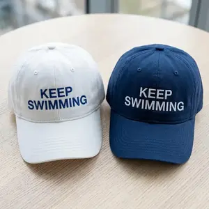 KEEP SWIMMING Embroidered Hat, Swim Fan Merch Cap, Kpop Fan Concert Washed Cotton Vintage Hat, Concert Gift