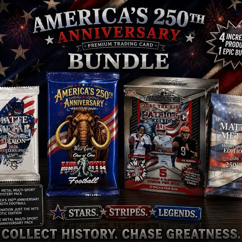 Wild Card America 250th Bundle - Just the Hits Patriotic Box, Mammoth pack, Matte Metal Packs