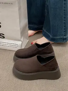 Women's Fashionable Solid Color Platform Shoes, Casual Comfortable Slip on Shoes for Daily Wear, Perfect for Women