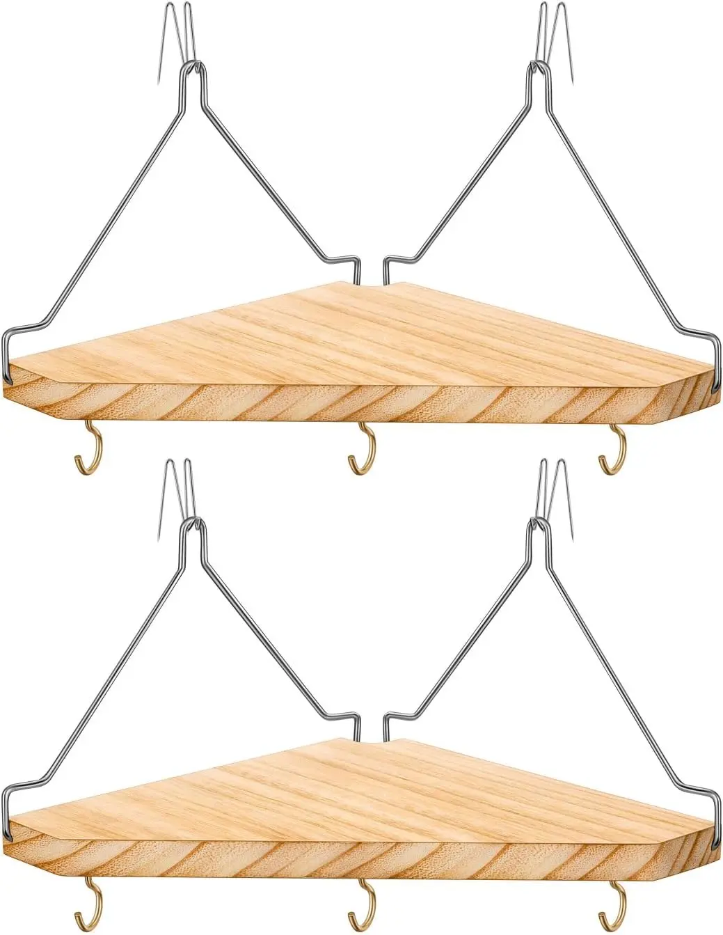 Fabric Wall Cubicle Corner Shelf with Hooks for Work Decor, Wooden Cubicle Organizer Storage Shelf with Hangers Cubicle Accessories for Women Men Desk, 2 Pack
