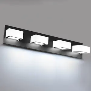 4 Light 25'' Bathroom Vanity Light Over Mirror LED Matt Black Fixture with 24W Cool White Rotatable Lamp Design for Modern Bathrooms Rugged Lighting