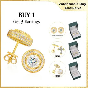 UCCIYO 14K Gold Plated S925 Sterling Silver Moissanite Screw Back Stud Earrings – D Color VVS1 Diamond Look Earrings for Women & Men, Valentine’s Day Limited Edition Gift [N3E10]