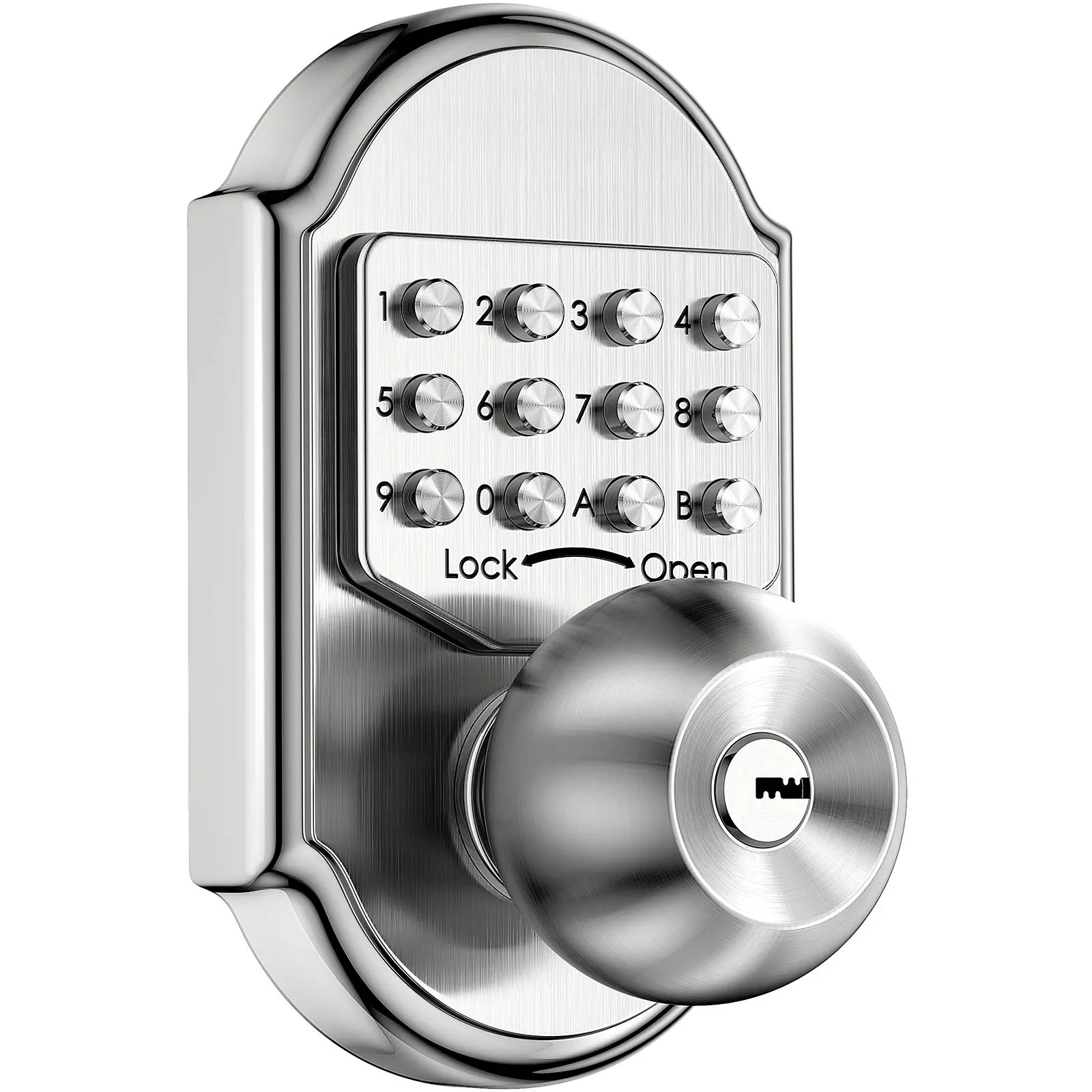 304 SS Mechanical Keypad Deadbolt, Screw-Mount Battery-Free Keyless Entry Lock with 4-8 Digit Passcode & Keys for Home Security on Wood/Metal Front Doors