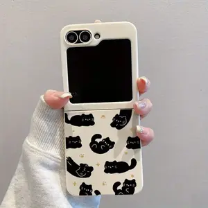 A TPU Folding Full-Protection Phone Case Featuring Multiple Black Cats, Designed for Samsung for galaxy Z Flip 6, Z Flip 5, Z Flip 4, And Z Flip 3 5G. This TPU Case Is Slim, Lightweight, And Offers a Mixed Sturdy Shell That Is Scratch-Resistant.
