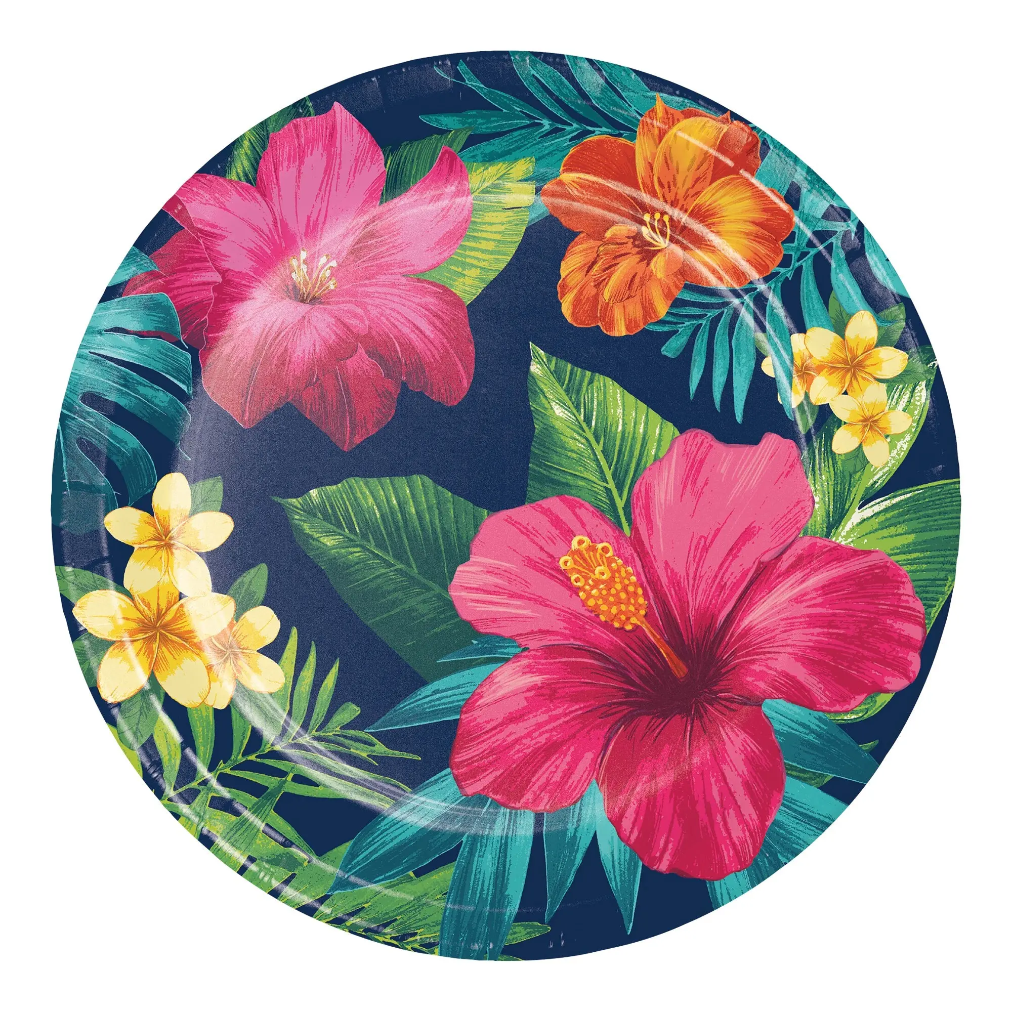 Tropic Time Round Disposable Paper Dinner Plates (9")
