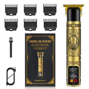 Professional Vintage Engraving Digital Beard Trimmers Kit, Beard Cutting Kit, Beard Clipper, 1 Box Beard Shaver with 6 Counts Limit Combs & Brush, Hair Trimmer for Salon & Home Use, New Year & Winter Gift, Christmas Gift, Stocking Fillers