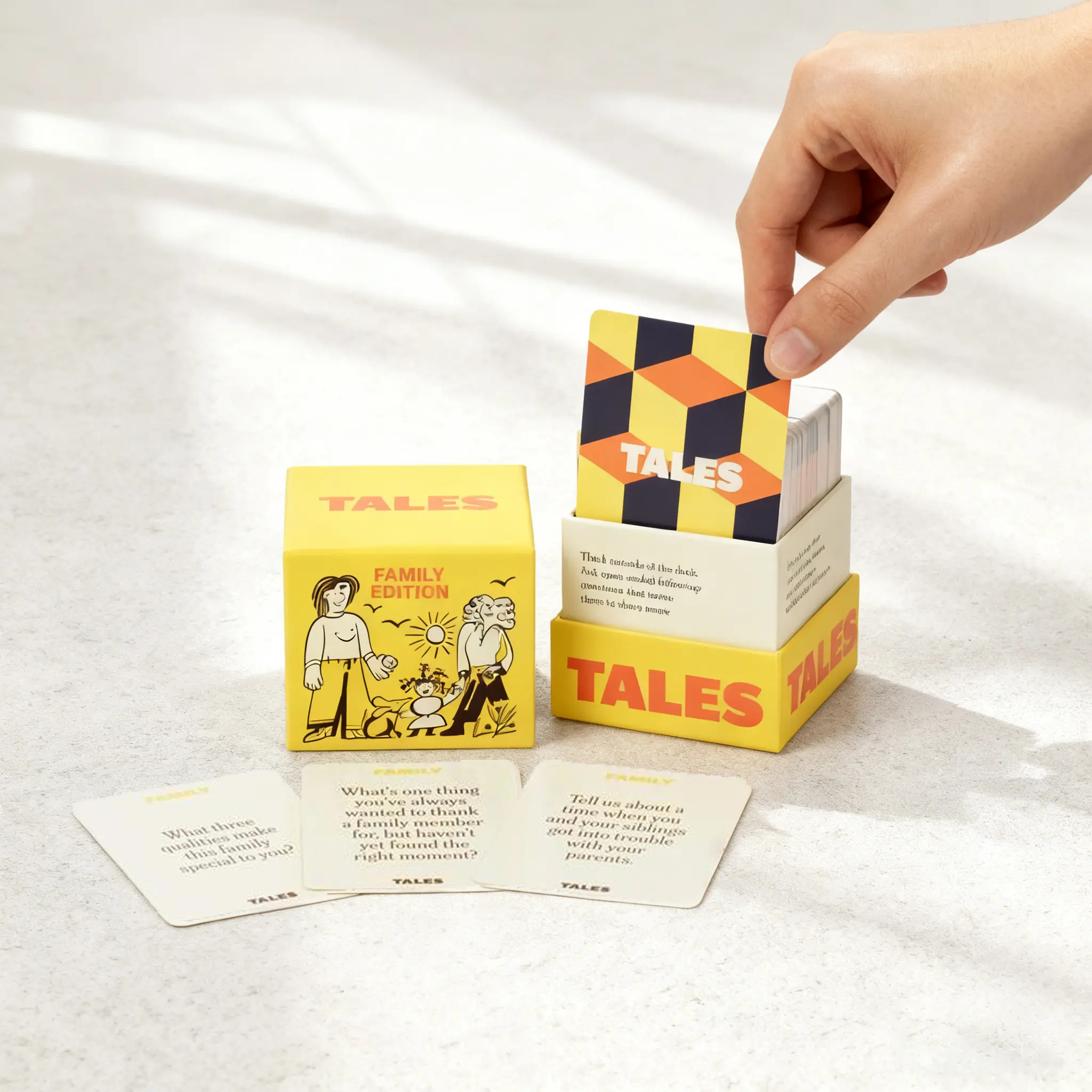 Tales Family Edition 150-Card Conversation Card Set, 8-10 Years Board Game, Ideal for Family Gatherings & Campfire-BBQ Parties, Bonding Enhancer, Easter Gift, Card Deck Box