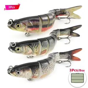 3pcs Multi Jointed Swimbaits for Bass Fishing, 14cm 27g Lifelike S-Swimming Action Segmented Lures Kit with Tackle Box, Freshwater Saltwater