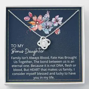 To My Bonus Daughter, Bonus Daughter Necklace, Step Daughter Necklace, Gifts For Stepdaughter, Gifts For Bonus Daughter, Bonus Daughter Gifts, Step Daughter Gifts Love Knot Necklace