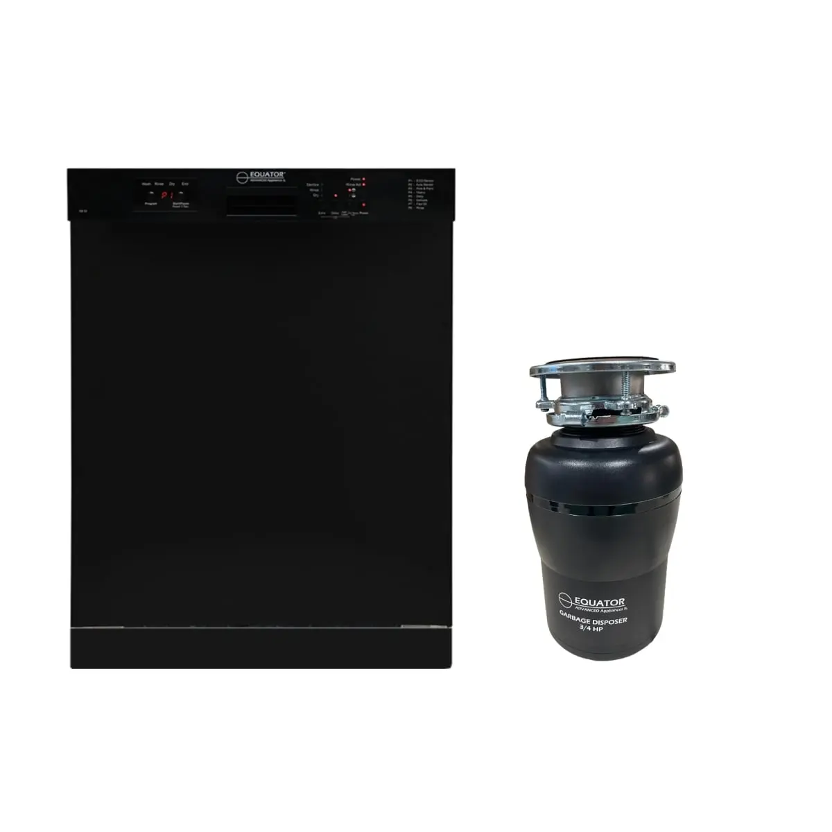 Equator 24 In Full-Size Stainless Steel Dishwasher with 360 Stand, 14 Place Settings, 3/4 HP 2-Stage Grinding System Garbage Disposer, 110V Plug, 51dB Quiet Op., Germ-Free, Energy Star Certified, ADA Compliant, 33.5 h x 23.5 w x 22.5 d, New, Adjustable Ti