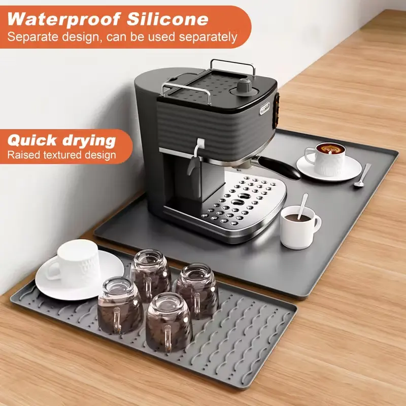 2/1 PCS Detachable Cutlery Drying Mat, Silicone Coffee Mat, Coffee Bar Accessories, Cup And Bowl Drying Pad, Suitable For Coffee Machines, Coffee Pots, Espresso Machines