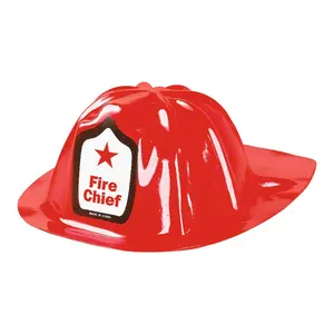 22" Kids Blazing Red Plastic Fire Chief Hats - 12 Pc.