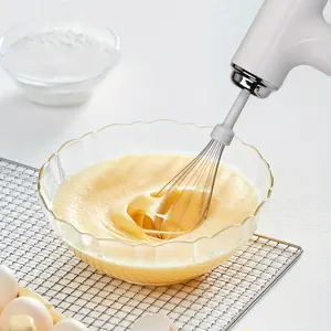 Cordless Hand Mixer, One Touch Off Handheld Electric Whisk with 3 Speed Modes, Hand Held Egg Beater with 2 Detachable Stir Whisks (White） kitchen appliance