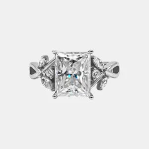【734】"Springtime Symphony" 4 Carat Aguette Princess Cut Synthetic Moissanite Vine Ring– Stunning and Elegant Choice for Special Occasions