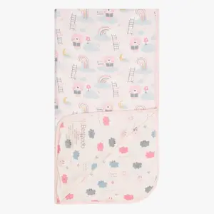 Bestaroo Micromodal 2-Ply Swaddle Blanket Extra Soft Warm Double-Sided Stretch Multi-Use Baby Wrap Bedtime Bears Sleepy Llamas Pink 45" x 45"