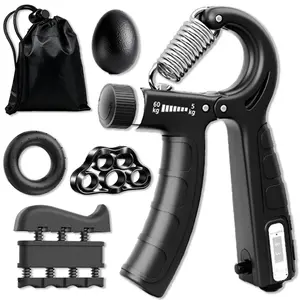 Hand Grips for Strength Training, 6-Piece Adjustable Kit with Ergonomic Forearm Trainer, Finger Exerciser & Non-Slip Rubber for Rehabilitation