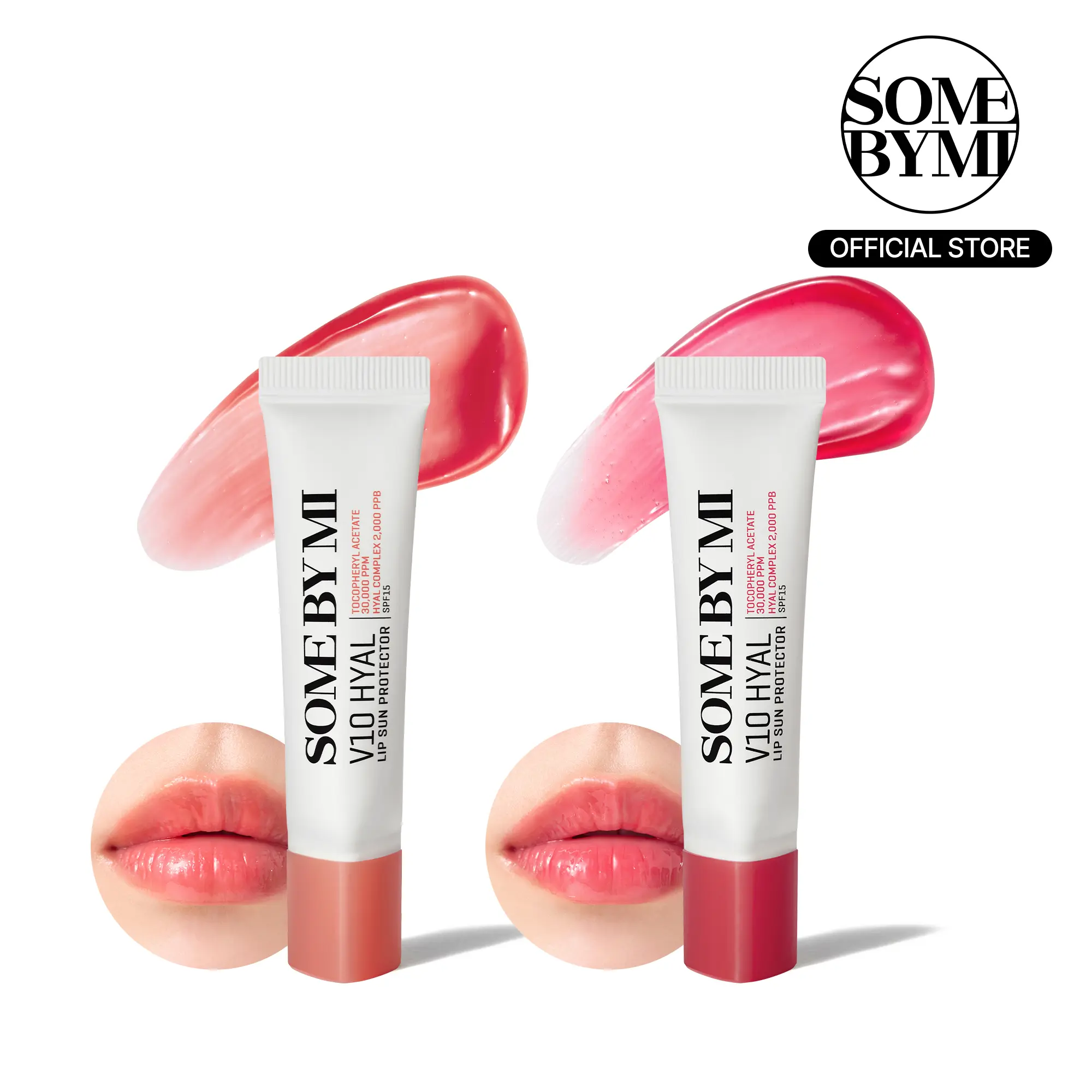 V10 Hyal Lip Sunscreen Balm Duo SPF 15 - Korean Skincare - Korean Tinted Glow SPF 15 Sunscreen Lip Balm for Dry & Sensitive Lips – Hydrating with Hyaluronic Acid & Vitamin E