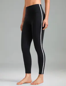 Colorfulkoala Women's Dreamlux No Front Seam High Waist Yoga Leggings with Contrast Trim 25" Inseam Soft Comfortable Fabric for All Seasons