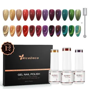 Nicedeco Cat Eye Gel Nail Polish, Hema Free, Cruelty Free, Vegan, High Gloss Long Lasting Soak Off LED U V Gel Kit 11