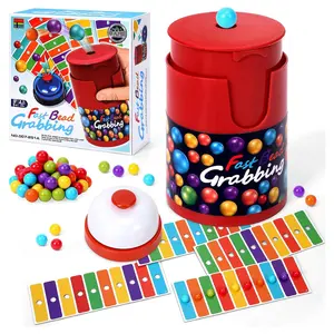 Colorful Bead Catch Game, Family Party Interactive Board Game, Color Sorting Educational Toy, 90 Beads, 6 Cards, Bell, Jar, Instruction Manual