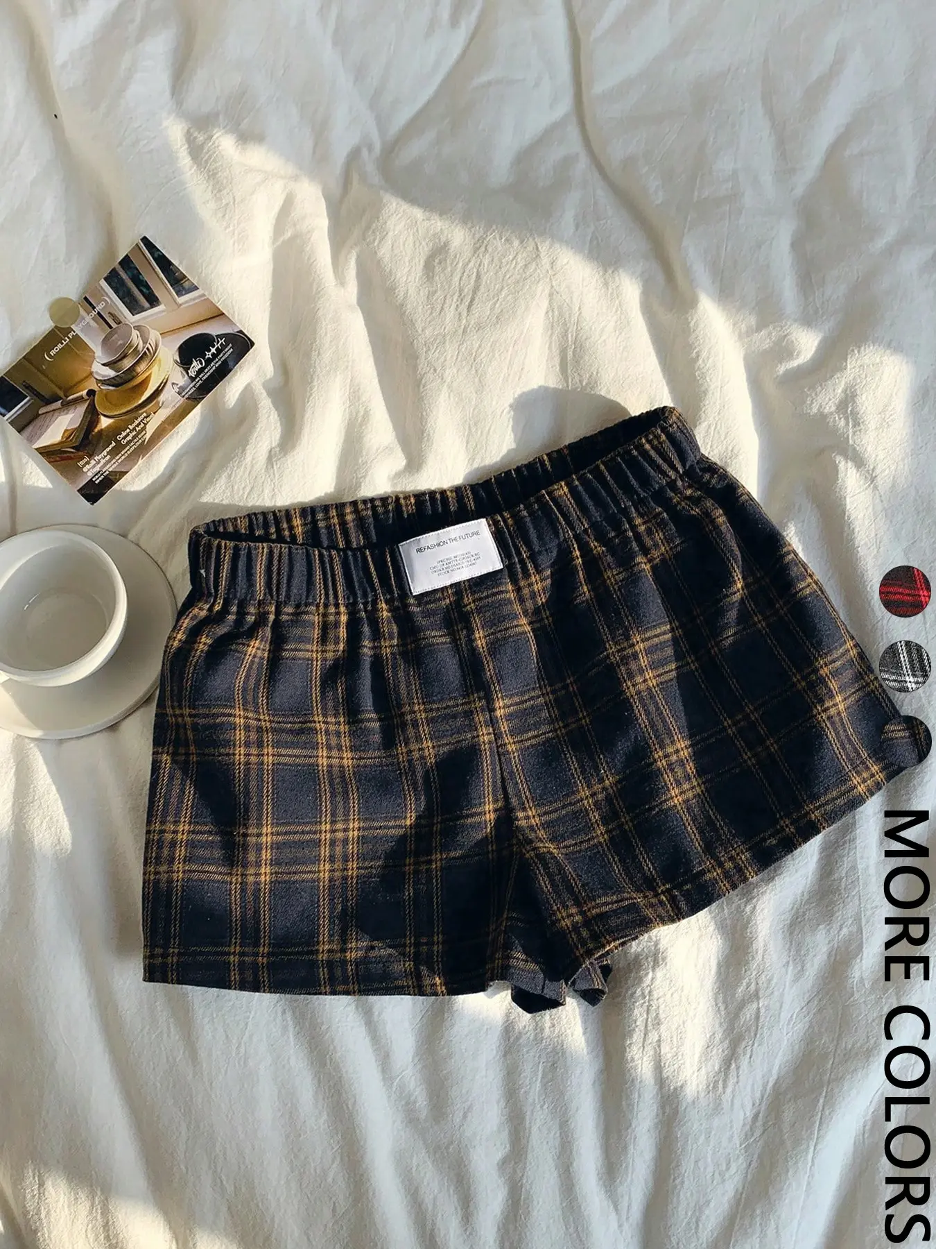 Women's Fitted Plaid Summer-Ready Casual Chic Summer Basic Bottoms, Preppy Everyday-Wear Charming On-Trend Checkered Summer Shorts