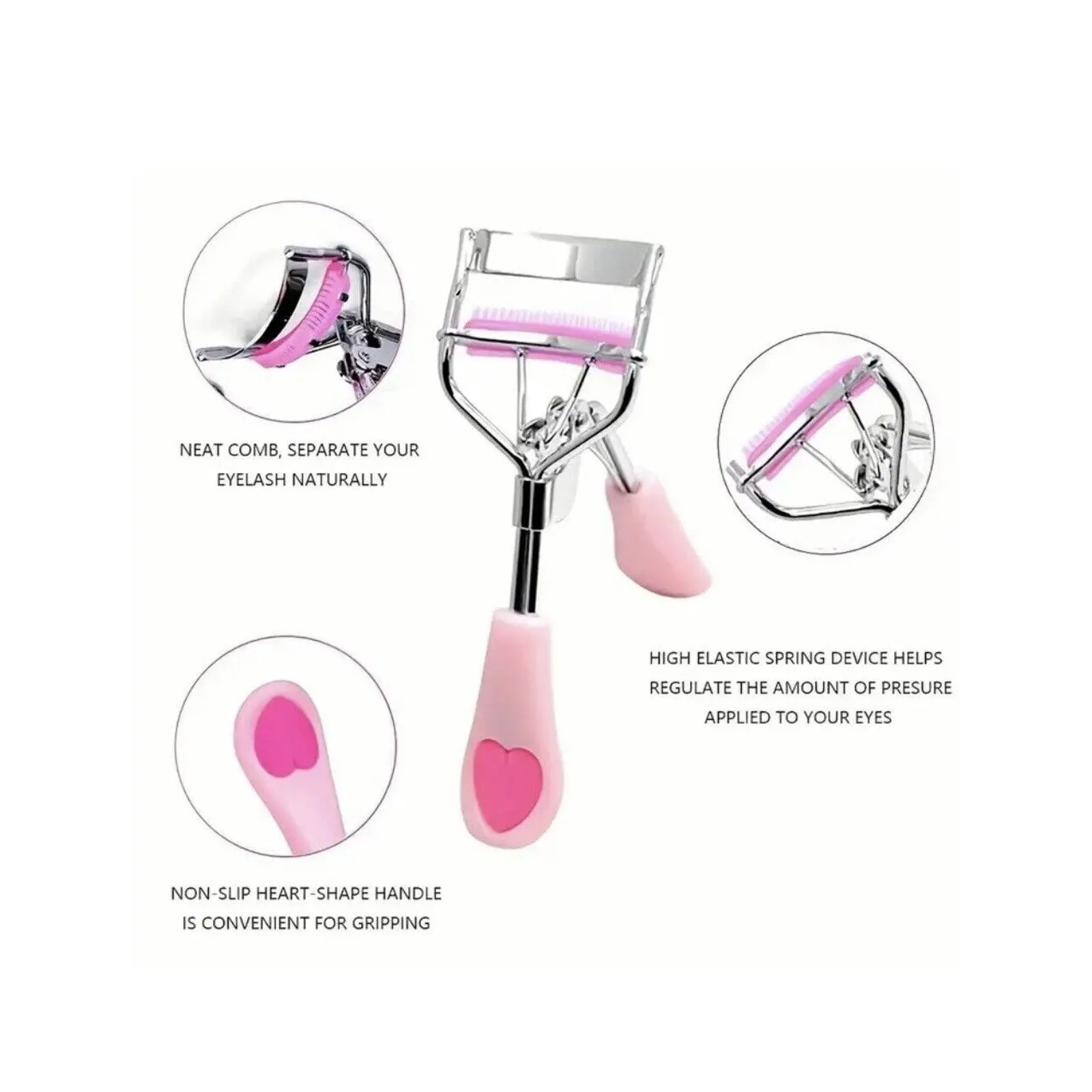 Stainless Steel Lash Curler Kit with Built-In Comb