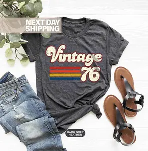[Sale off up to 50%] 1976 Vintage Birthday Gift Tee, Retro Style, 50th Birthday for Women, Vintage 1976 T-Shirt, 50th Birthday, 50th Birthday Gift, Father Gift, Graphic Streetwear T-shirt
