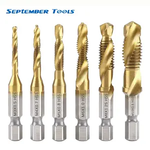 HSS6542 Metric Tap Drill Bit Titanium Plated Screw Machine Compound M3 M4 M5 M6 M8 M10 Hand Tools Hex Shank Screw Thread Tap Bit Cutting