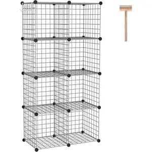 Wire Cube Storage, 8 - Cube Organizer Metal C Grids, Modular Shelves Units, Closet Organizer, Ideal for Home, Office, Living Room, 24.8" L x 12.4" W x 48.4" H,  Gray UWCS3008G