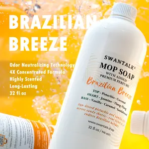 SWANTALK Mop Soap - Brazilian Breeze Scent (Pistachio, Vanilla & Salted Caramel) – 32oz Concentrated Multi-Surface Solution, Deodorizing Floor Cleaner for Hardwood & Tile