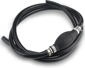 6FT Fuel Line Assembly 3/8" Hose Line Marine Outboard Boat Motor RVs Fuel Assembly with Primer Bulb Steel Hose Clamps