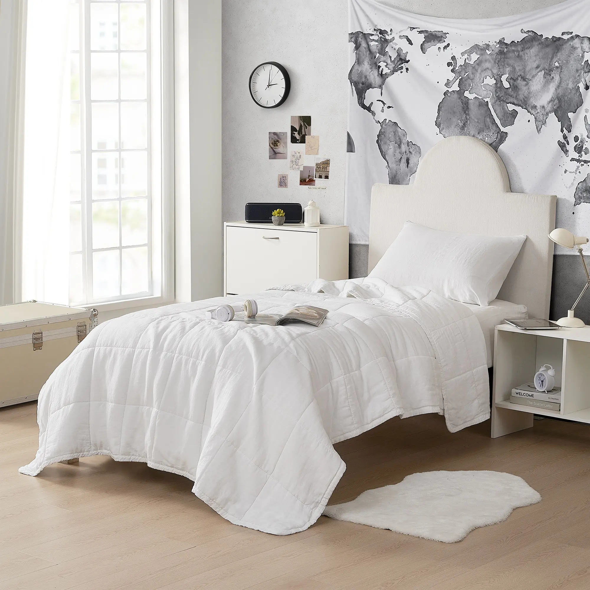 Dark Sky Reserve - Bamboo Linen Twin XL Comforter -  Portugal Made - Pure White