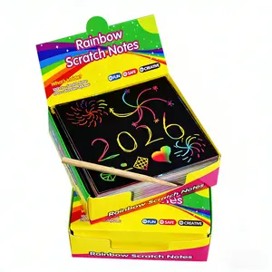 Rainbow Paper（8.5cm*8.5cm） Colorful ReflectivePaper Mini Notes Artistic Drawing Set with Black Coating Reveals Colorful Pattern Art Classes Perfect For Kids