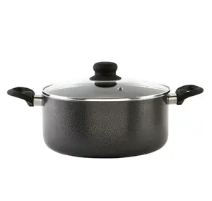 12.7 Quart Nonstick Charcoal Exterior Stockpot with Glass Lid for Cooking or Serving - High-Quality Cookware